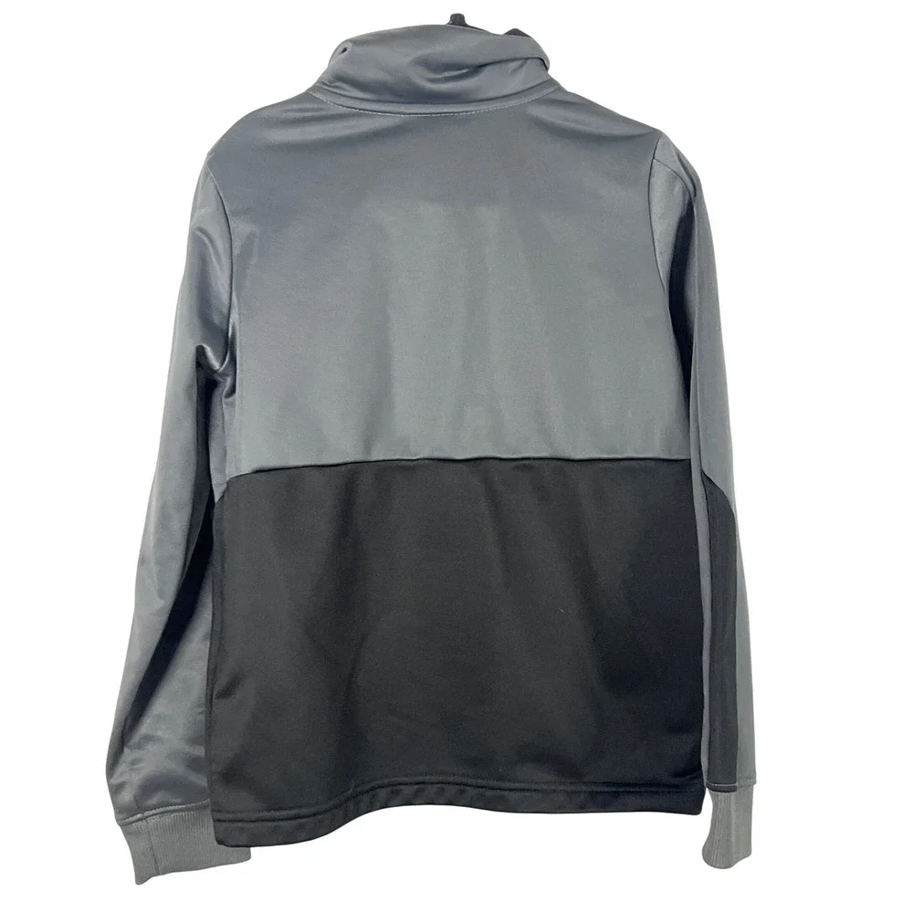 Nike Kids Gray Black Neon Green Logo Full Zip Track Jacket Boys 6 Sporty Classic